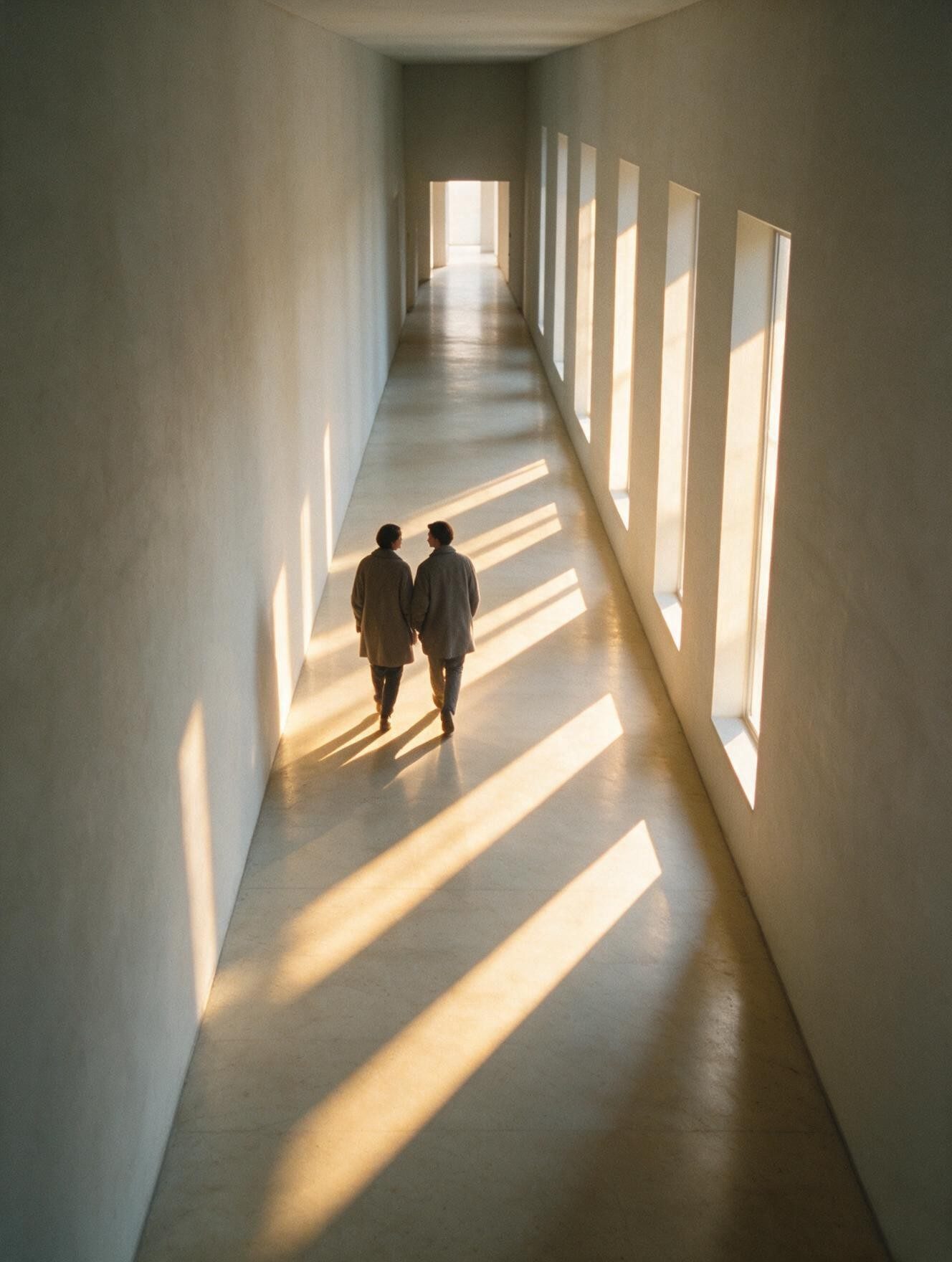 A bright corridor opening toward daylight